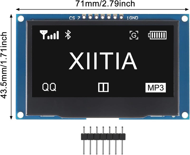 XIITIA 2pcs 2.42 inch 128x64 OLED LCD Display Module SSD1309 7 Pin SPI/IIC I2C Serial Interface for Arduino UNO R3 (White Light) - Image 3